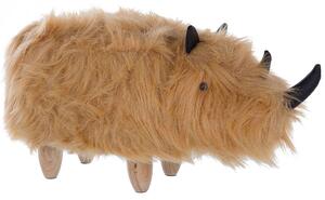 Pufa zwierzak futrzany nosorożec na drewnianych nóżkach beżowy Woolly Beliani