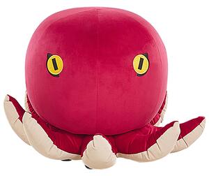 Pufa zwierzak dla dzieci podnóżek ośmiornica welurowa czerwona Octopus Beliani