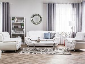 Komplet wypoczynkowy ekoskóra sofa 3-os i 2-os fotel do salonu biały Leira Beliani