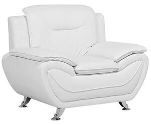 Komplet wypoczynkowy ekoskóra sofa 3-os i 2-os fotel do salonu biały Leira Beliani