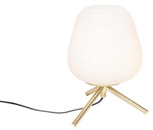 Designerska lampa stołowa złota 20 cm z opalowym szkłem - Hero Oswietlenie wewnetrzne