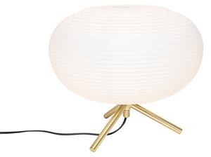 Designerska lampa stołowa złota 33 cm z opalowym szkłem - Hero Oswietlenie wewnetrzne