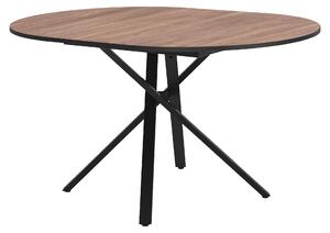 Stół rozkładany ML-Design, okrągły, 100–140 cm, w kolorze brązowym imitującym drewno; stół do jadalni dla 4–6 osób, stół kuchenny z stalową podstawą w kształcie litery X, nowoczesny stół