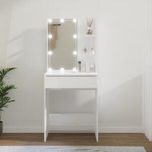 Toaletka z oświetleniem LED, biała z połyskiem, 60x40x140 cm