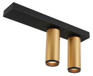 LOOM DESIGN Reflektor sufitowy LED X-Beam, 2-punktowa, czarny/złoty możliwość ściemniania, czarny, salon / jadalnia, aluminium, nowoczesny