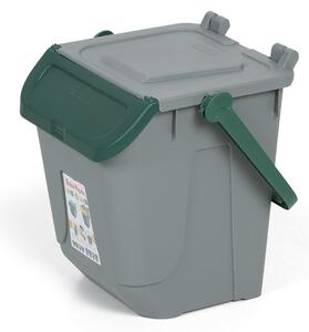 Plastikowy kosz do segregacji odpadów ECOLOGY, szaro-zielony