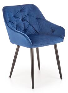 Granatowe welurowe krzesło tapicerowane - Deviso