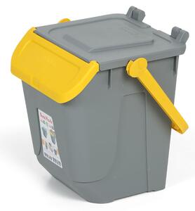 Plastikowy kosz do segregacji odpadów ECOLOGY, szaro-żółty