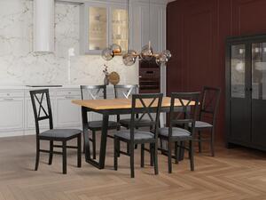 Stół rozkładany loftowy do salonu jadalni 140/180x80 IKON 2 Czarny/Dąb Artisan