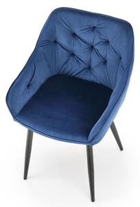 Granatowe welurowe krzesło tapicerowane - Deviso