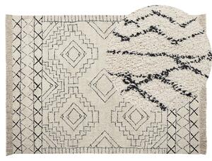 Dywan do salonu 140 x 200 cm bawełniany beżowo-czarny aztecki wzór Zeyne Beliani