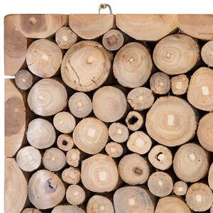 Dekoracja ścienna jasne drewno drewniane plastry abstrakcyjna 82 x 82 cm Twig Beliani