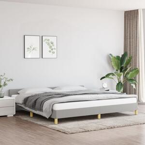 Rama łóżka z zagłówkiem, jasnoszara, 200x200 cm, obita tkaniną