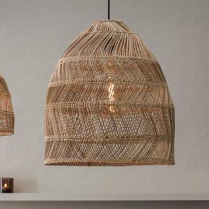 PR Home Lampa wisząca zewnętrzna Maja, rattan, Ø 45 cm, wtyczka, IP44 Maja, jasne drewno, drewno