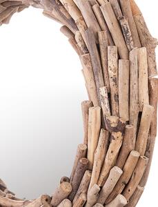 Dekoracyjne lustro ścienne ø 60 cm drewniane rustykalne jasne drewno Kayenta Beliani