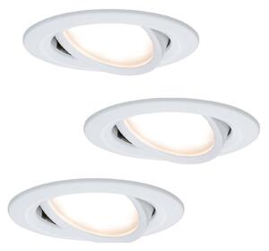 Paulmann 3 oprawy wpuszczane LED Coin Slim, biała, IP2 możliwość ściemniania, biały / opal, salon / jadalnia, aluminium