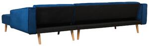 Narożnik welurowy lewostronny sofa rozkładana pikowane oparcie niebieski Vadso Beliani