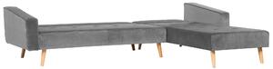 Narożnik welurowy lewostronny sofa rozkładana pikowane oparcie szary Vadso Beliani