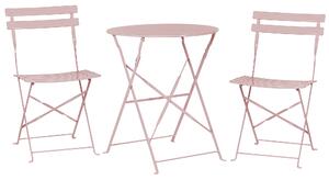 Metalowy zestaw mebli balkonowych różowy 2 krzesła stolik ogród taras Fiori Beliani