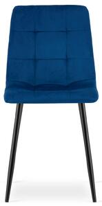 Komplet 4 szt. niebieskich krzeseł tapicerowanych do jadalni - Fabiola