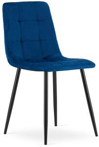 Niebieskie welurowe krzesło do stołu - Fabiola 4X