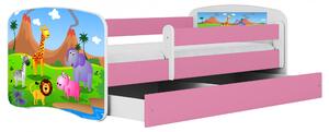 Łóżko dla dziewczynki z materacem Happy 2X mix 80x180 - różowe