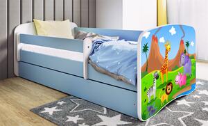Łóżko dla chłopca z barierką Happy 2X mix 80x180 - niebieskie