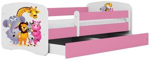 Łóżko dla dziewczynki z materacem Happy 2X mix 80x160 - różowe