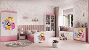 Łóżko dla dziewczynki z materacem Happy 2X mix 80x160 - różowe