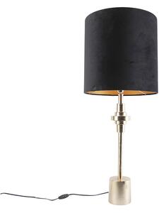 Lampa stołowa art deco złoty aksamitny klosz czarny 40 cm - Diverso Oswietlenie wewnetrzne