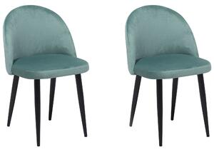 Zestaw 2 krzeseł do jadalni welurowy czarne metalowe nogi zielony Visalia Beliani