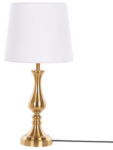 Lampa stołowa metalowa z białym materiałowym kloszem do salonu złota Hodmo Beliani