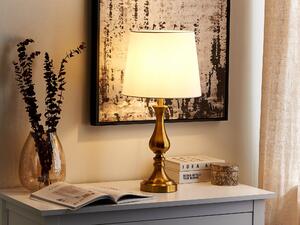 Lampa stołowa metalowa z białym materiałowym kloszem do salonu złota Hodmo Beliani