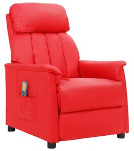 Podnoszony fotel masujący, czerwony, sztuczna skóra