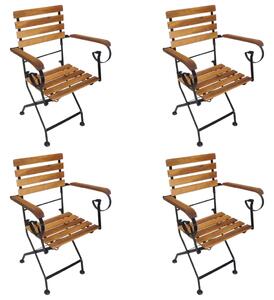 Składane krzesła ogrodowe, 4 szt., stal i lite drewno akacjowe