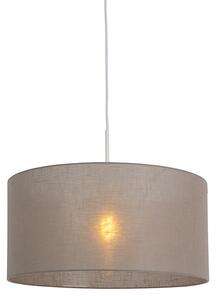 Lampa wisząca biała klosz szarobrązowy 50cm - Combi Oswietlenie wewnetrzne