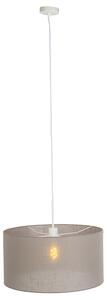 Lampa wisząca biała klosz szarobrązowy 50cm - Combi Oswietlenie wewnetrzne