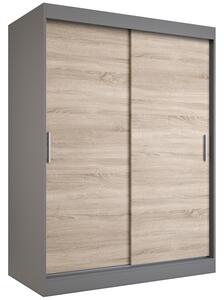 Szafa przesuwna 150 cm antracyt + dąb sonoma W1-A97