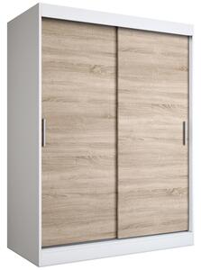 Szafa przesuwna 150 cm biała + dąb sonoma T6-K77