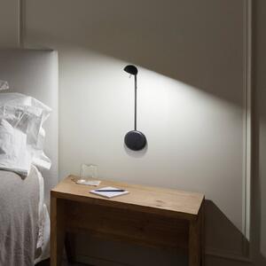 Vibia Kinkiet LED Pin, czarny, sypialnia, aluminium, nowoczesny