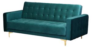 Zestaw wypoczynkowy rozkładany 5-osobowy sofa fotele welurowy zielony Aberdeen Beliani
