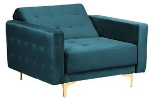 Zestaw wypoczynkowy rozkładany 5-osobowy sofa fotele welurowy zielony Aberdeen Beliani