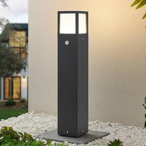 Słupek oświetleniowy LED Dewari, czujnik ruchu, 65 cm, IP54 Dewari Lucande, aluminiowy / szary / cynkowy, aluminium, nowoczesny