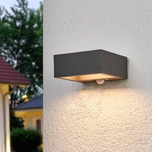 Lucande LED solarna lampa ścienna Mahra, antracyt, metal, czujnik Mahra, aluminiowy / szary / cynkowy, aluminium, nowoczesny