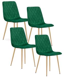 Zestaw 4 ciemnozielonych krzeseł metalowych T6-B42
