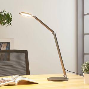 Lampa biurkowa LED Mion Lucande, możliwość ściemniania, aluminiowy / szary / cynkowy, biuro, aluminium, nowoczesny