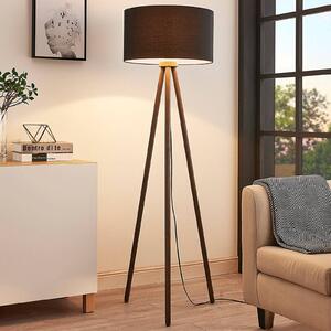 Lampa stojąca Majken Lindby, czarny, salon / jadalnia, drewno, skandynawski