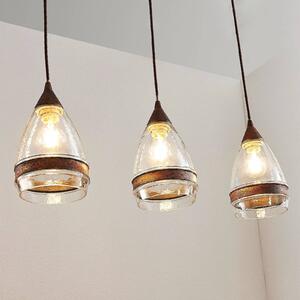 Lampa wisząca Millina Lindby, możliwość ściemniania, brązowy / rdzawy, kuchnia, szkło, antyczny