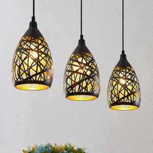 Lampa wisząca Marcello Lindby, możliwość ściemniania, czarny, salon / jadalnia, metal, nowoczesny