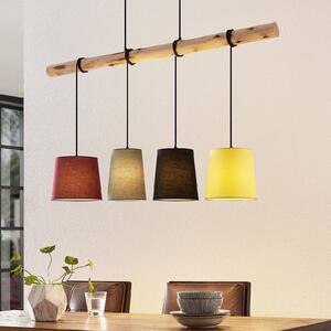 Lampa wisząca Moskau Lindby, możliwość ściemniania, jasne drewno, salon / jadalnia, drewno, nowoczesny